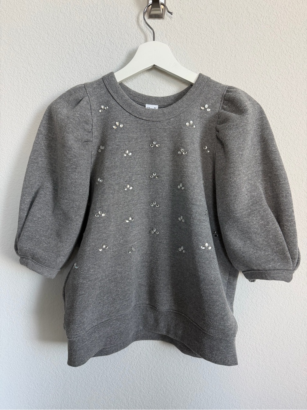 Clare V. Embellished Short Sleeve Sweatshirt